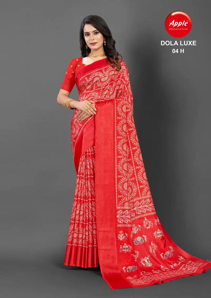 Apple Dola Luxe 04 Daily Wear Dola Silk Printed Sarees Wholesale Shop In Surat
